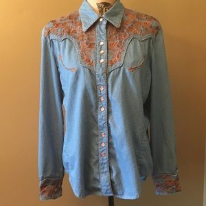 Scully heavily embroidered western long sleeved